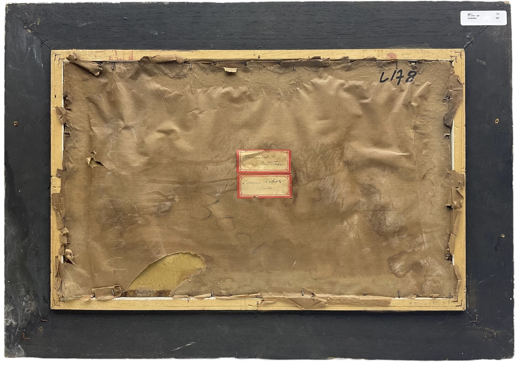 James Roberts of Leeds (British 1837-1909): 'Crummock & Buttermere' Lake District, oil on board signed and titled verso 25cm x 43cm
Notes: Roberts a neglected Yorkshire artist, exhibited eight works at the Royal Society of British Artists in Suffolk Street London. A member of the Ipswich Art Club 1889-1891 and in 1889 he exhibited five pictures from 11 Park View, Potternewton, an area of Leeds.