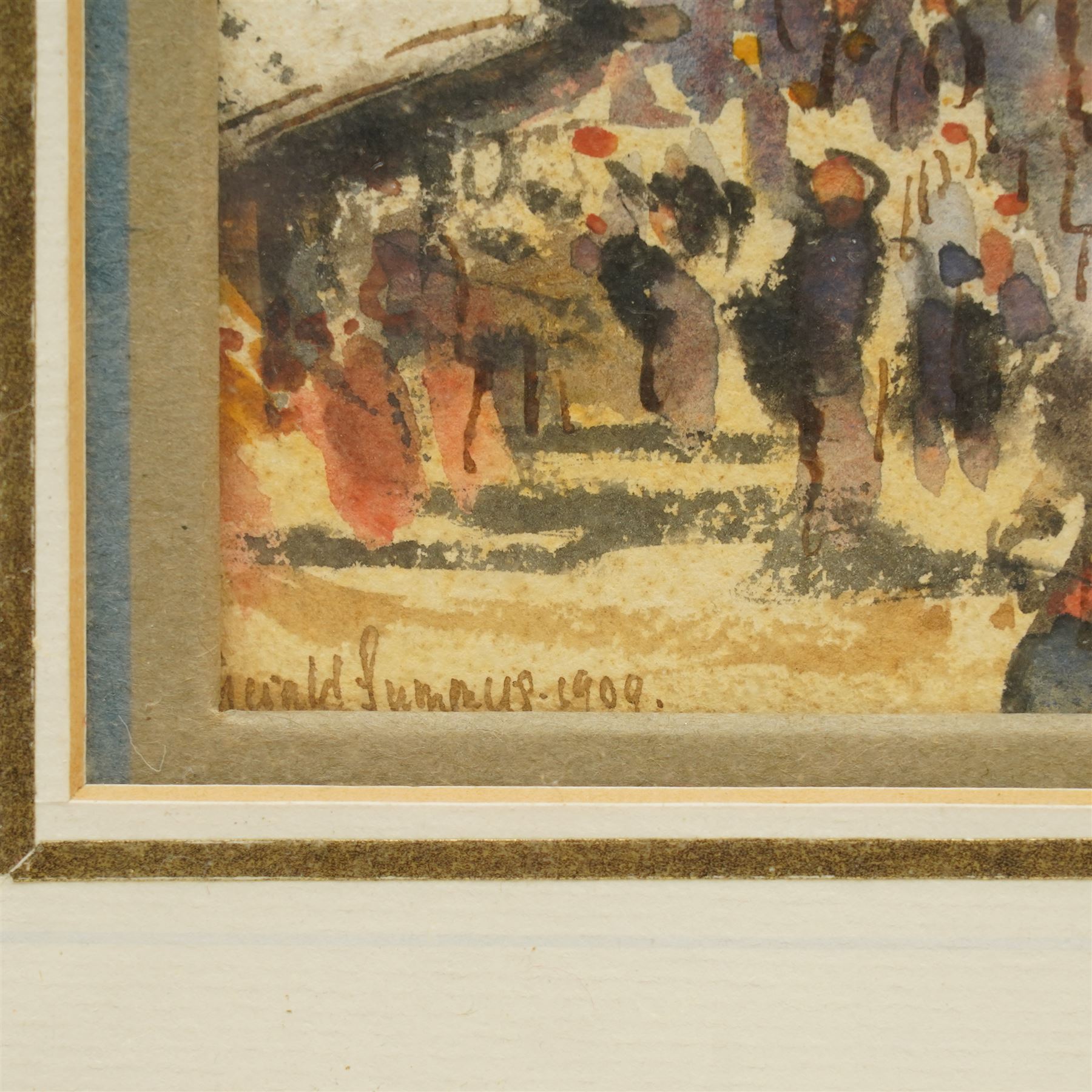 Gerald Summers (British 1886-1969): Street Carnival with Factories Beyond, watercolour signed and dated 1909, 25cm x 35cm