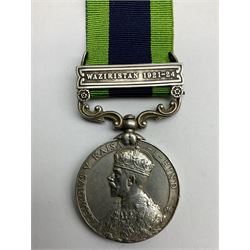 King George V India General Service Medal named to '...RFMN. PARMANSING GURUNG 2-8...' with Waziristan 1921-24  bar