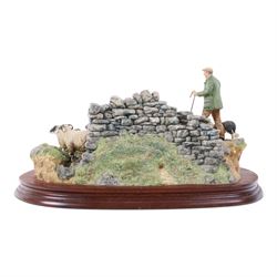 Border Fine Arts The Crossing, figure group model number B0013, on wooden plinth with certificate, H18cm
