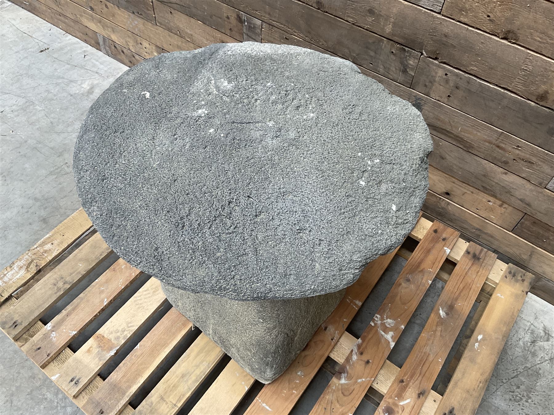 Large weathered cast stone garden staddle stone mushroom