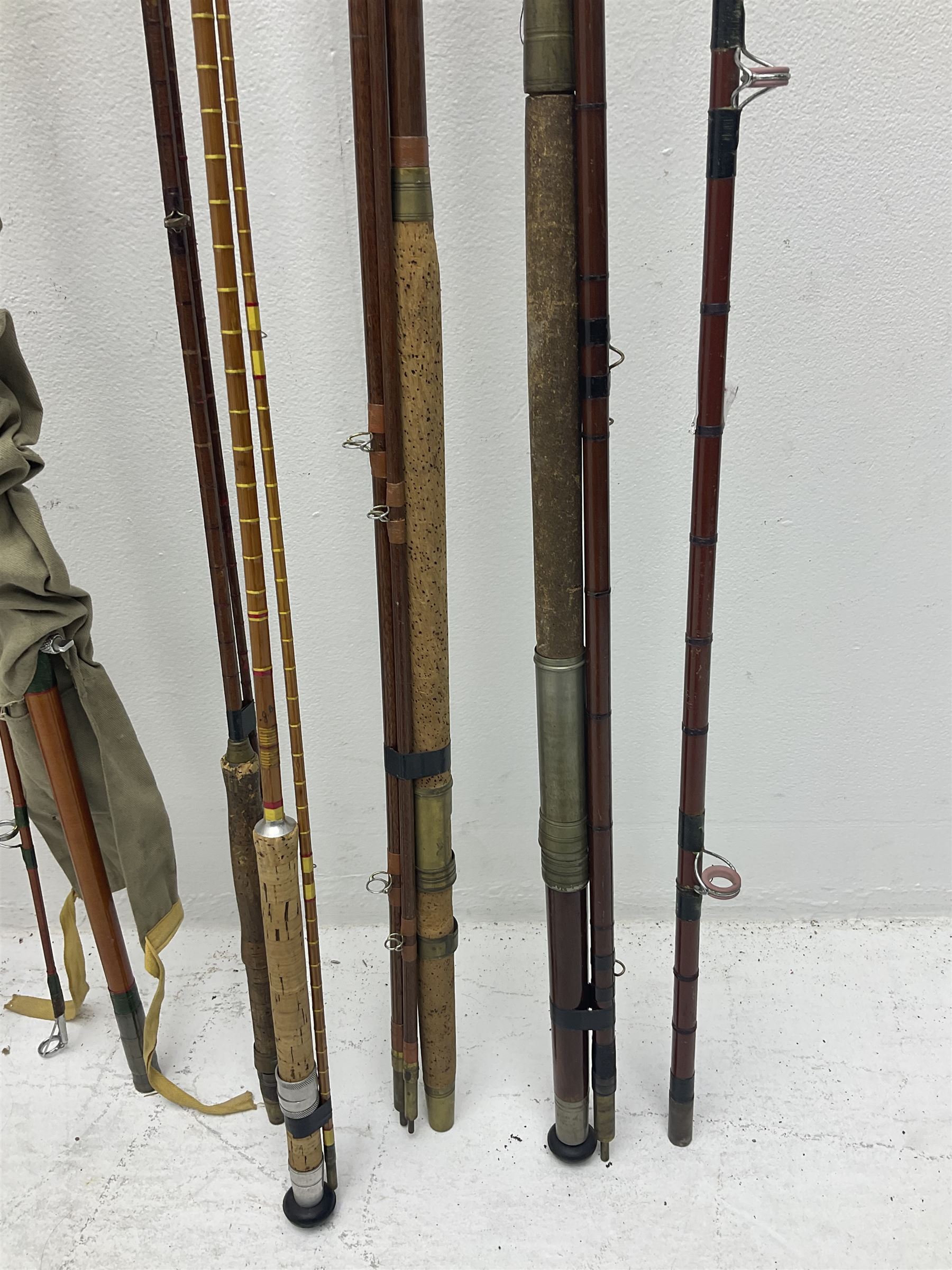 Collection of split cane and similar part fishing rods, etc