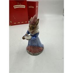 Five Royal Doulton Bunnykins comprising Sundial, Wedding Day, Gladiator, Romeo and Juliet 
