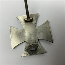 WW2 German Iron Cross first class with pin back; crudely scratched 1.2.42 verso