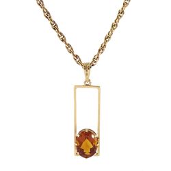 9ct gold oval citrine pendant necklace