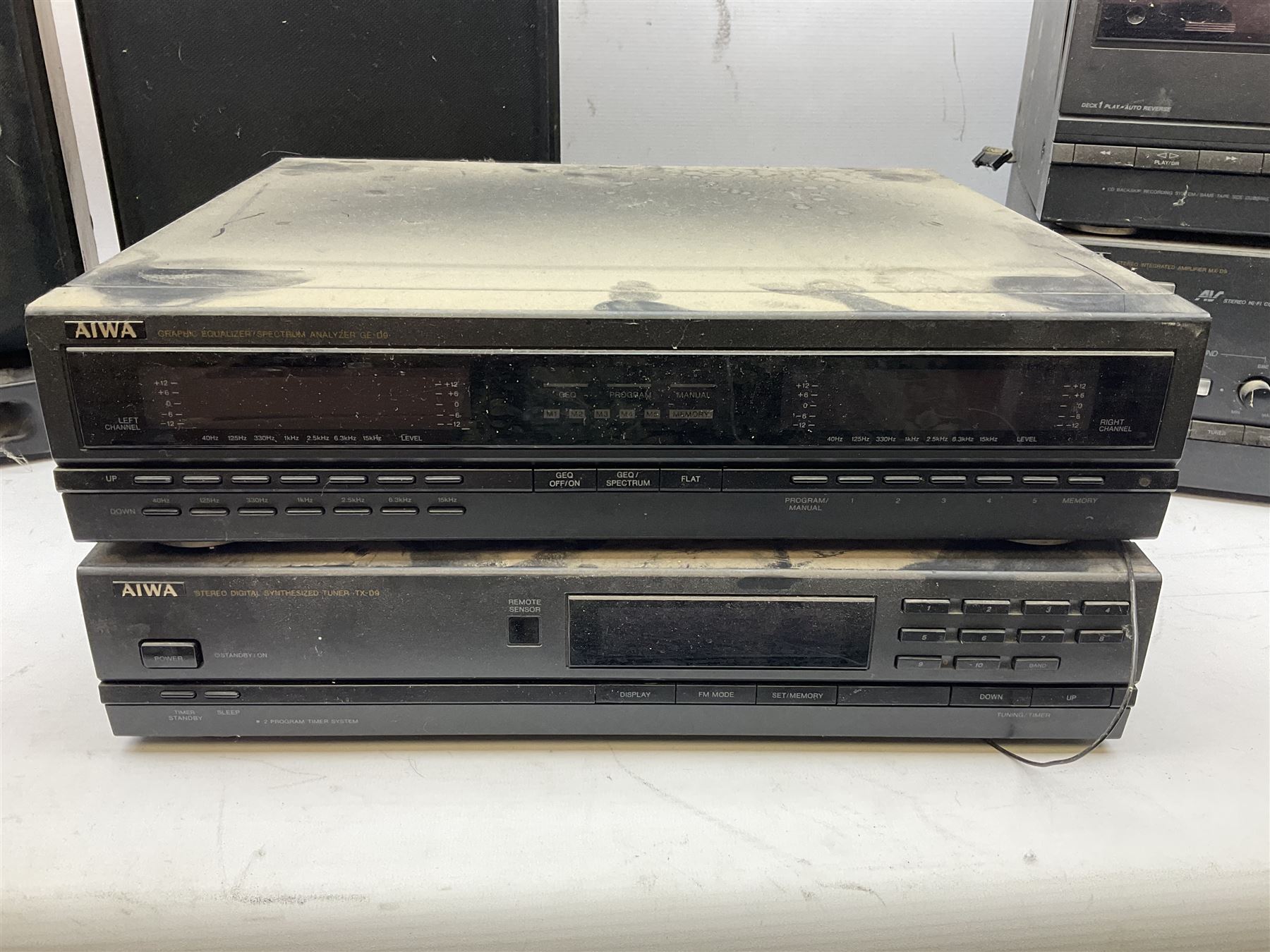 AIWA stacking stereo system including double tape deck and speakers