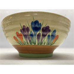 20th century Clarice Cliff Bizarre Crocus pattern bowl, printed marks beneath, D22cm