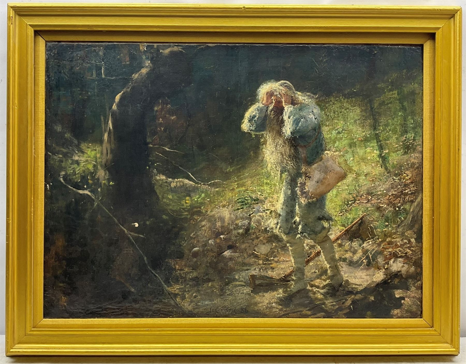 James Elder Christie (Scottish 1847-1914): Robinson Crusoe, oil on canvas signed and dated '86, 55cm x 75cm 
Provenance: private collection; with Sotheby's Glasgow, 5th February 1986, Lot 136