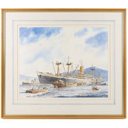 Keith Glen (British 20th century): SS Benalbanach - Ben Line Steamer, watercolour signed 35cm x 44cm