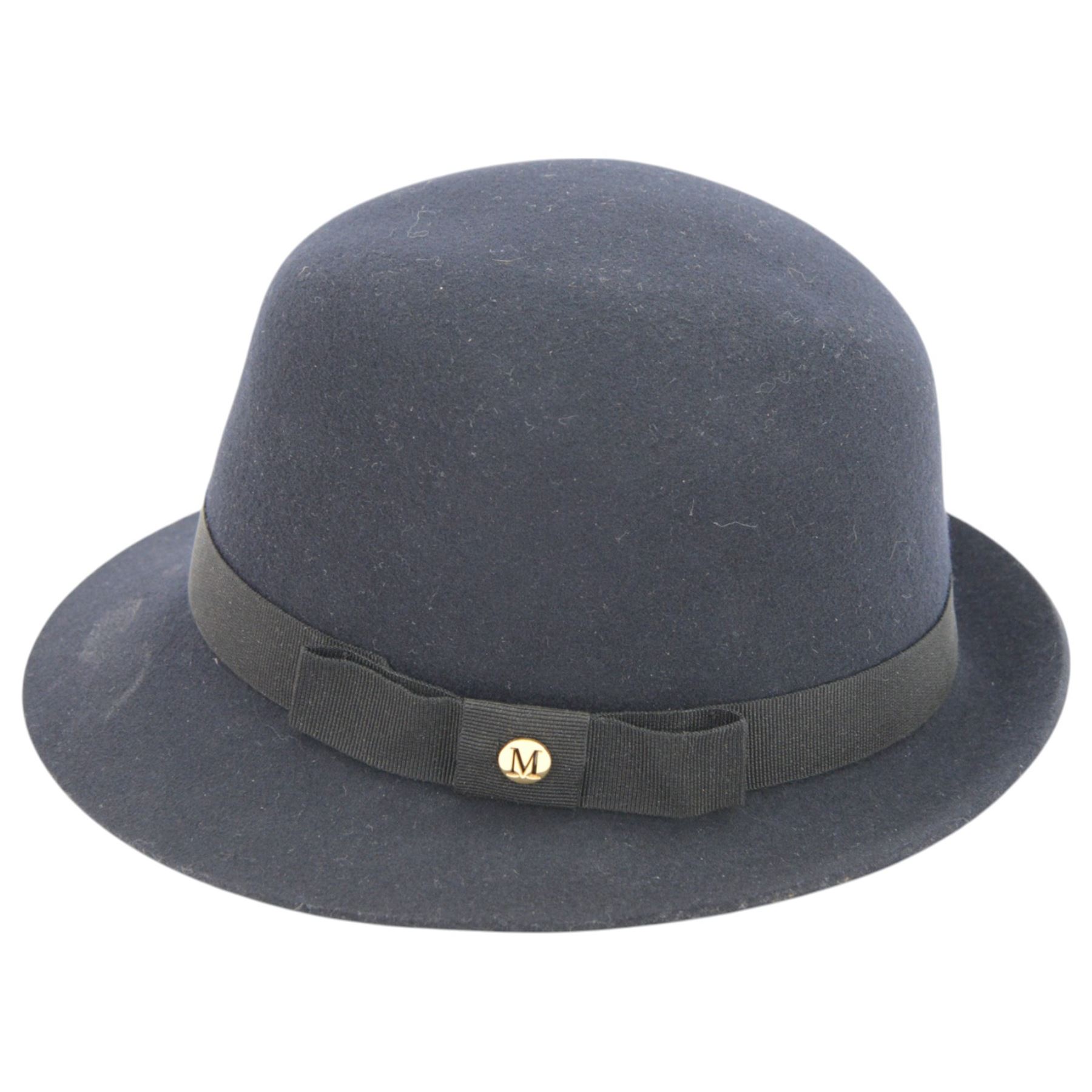Mulberry felt trilby hat, no. U120, in navy blue with original tags, in red and gold Christy's London for Mulberry hat box