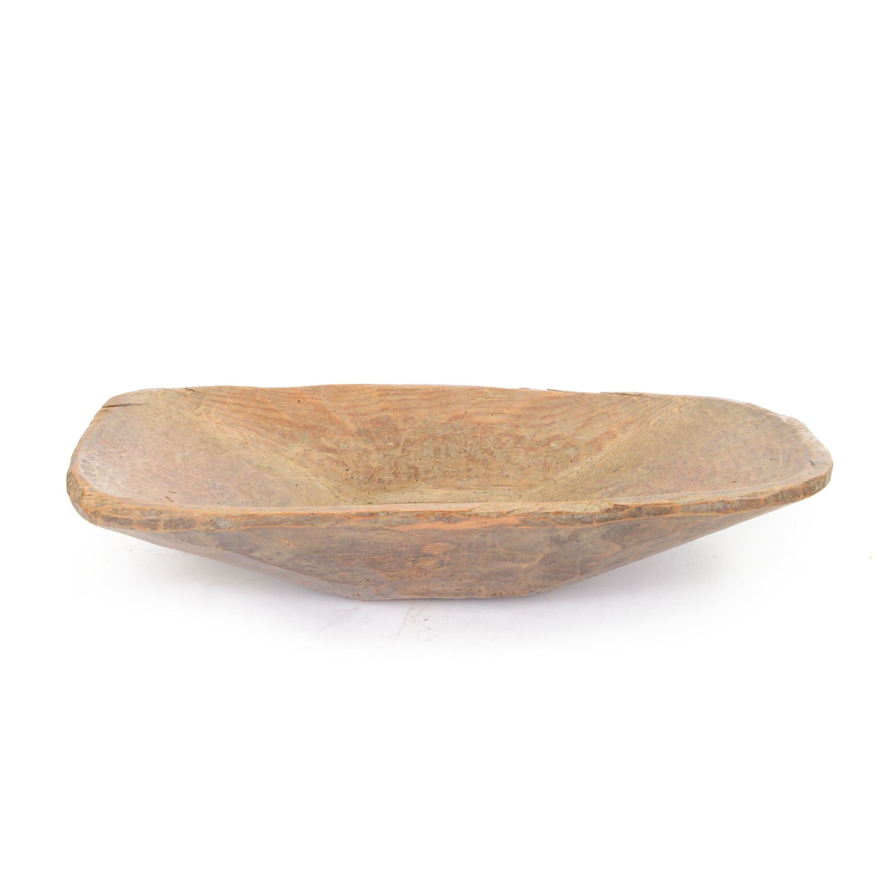 Carved wooden proving bowl of rectangular form, with provenance from a Yorkshire farmhouse, L68cm