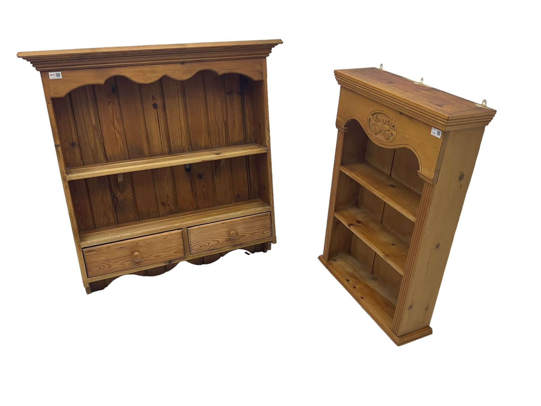 Wall hanging wall shelf fitted with two drawers (W93cm, H97cm); and