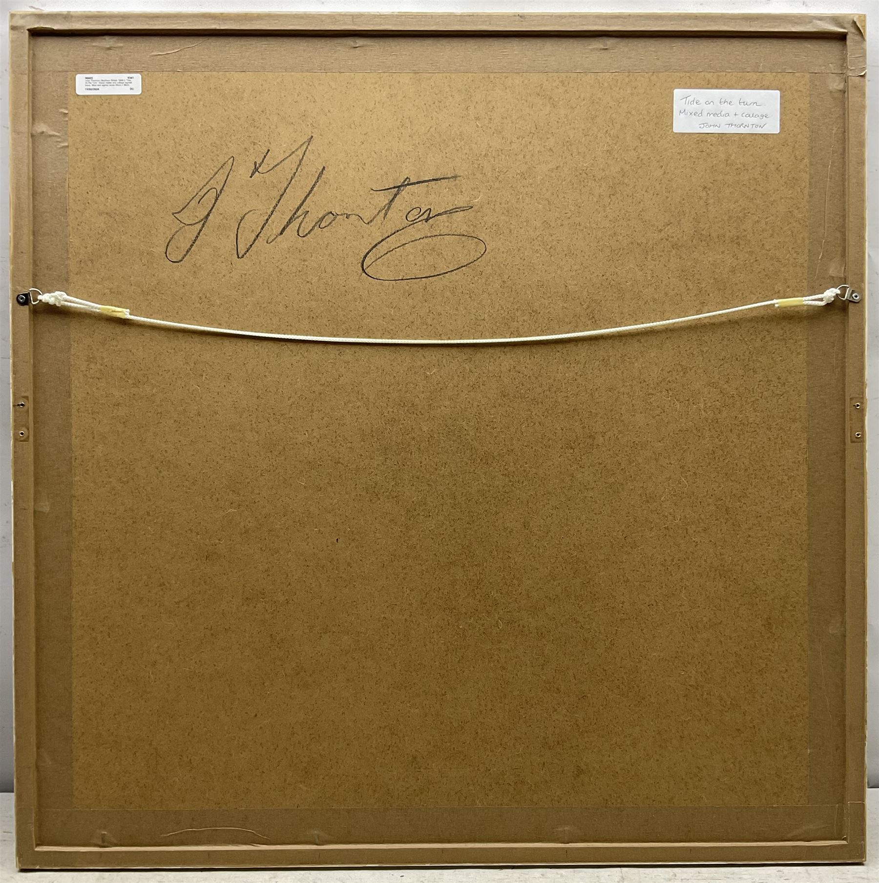 John Thornton (Northern British 1944-): 'Tide on the Turn', mixed media and collage signed twice, titled and signed verso 56cm x 56cm