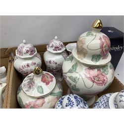 Quantity of Victorian and later ceramics to include Vohenstrauss Bavaria Johann Seltmann tea and dinner wares, pair of Lichte GDR lidded vases, Fapodel lidded vase etc