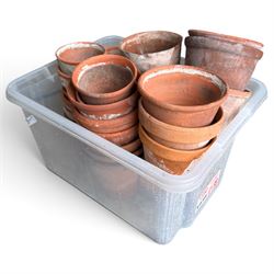 Large collection of vintage terracotta flowerpots of varying traditional forms and graduated sizes, including examples stamped Sankey’s Ltd, Bulwell, Notts and Hidcote, in five boxes