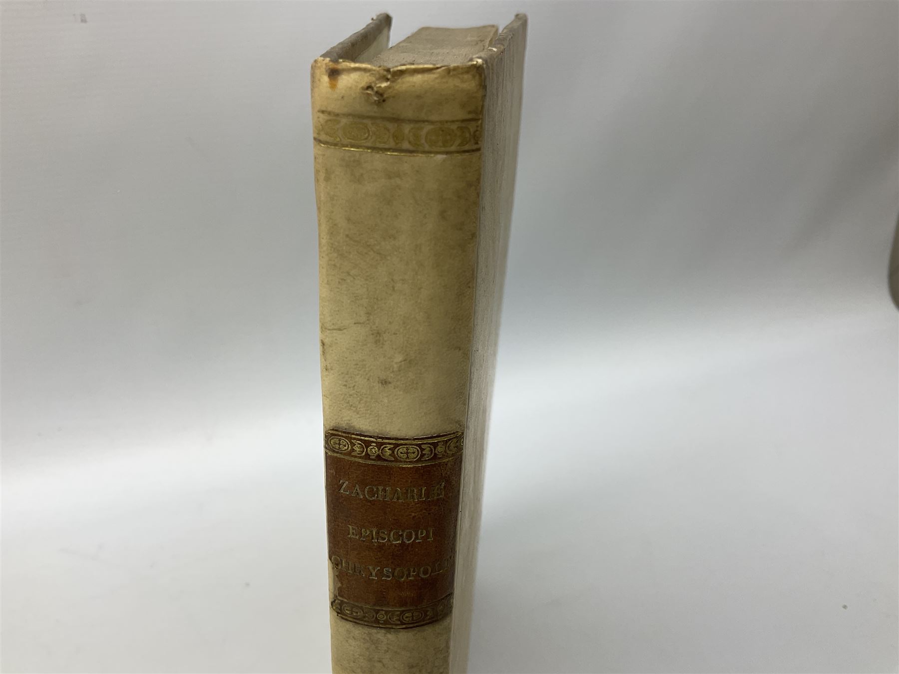 Zacha Riae Episcopi Chrysopolita Ni, Uiri Suo Tempore Celeberrimi, In Unu Ex Quatuor Fiue De Concordia Evangelistarum, Libri Quatuor, Iam Nunc Primu Typis Excusi .... 1535 Eucharius Ceruicornus Excudebat. Title page with border of engraved figures. Later full vellum binding.