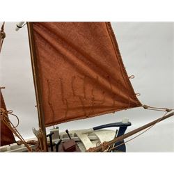 Wooden model of the Peterhead Herring Fishing Boat, Love Divine, PD404. on stand together with Wick Herring Fishing Boat, Galilee WK.1. on stand, L105cm, H64cm