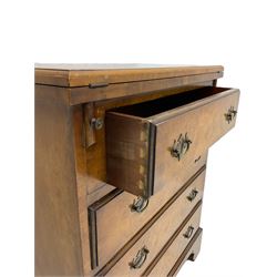 Small Georgian style walnut chest, fitted with fold over top above four drawers