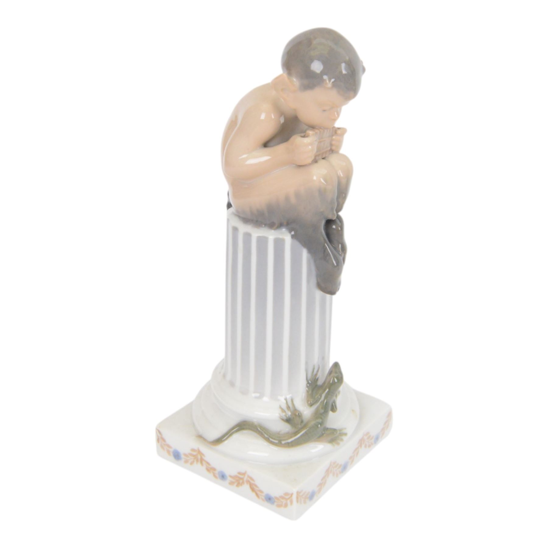 Two Royal Copenhagen figurines, Faun with Lizard no. 433 and Faun with Rabbit no. 456, H21cm
