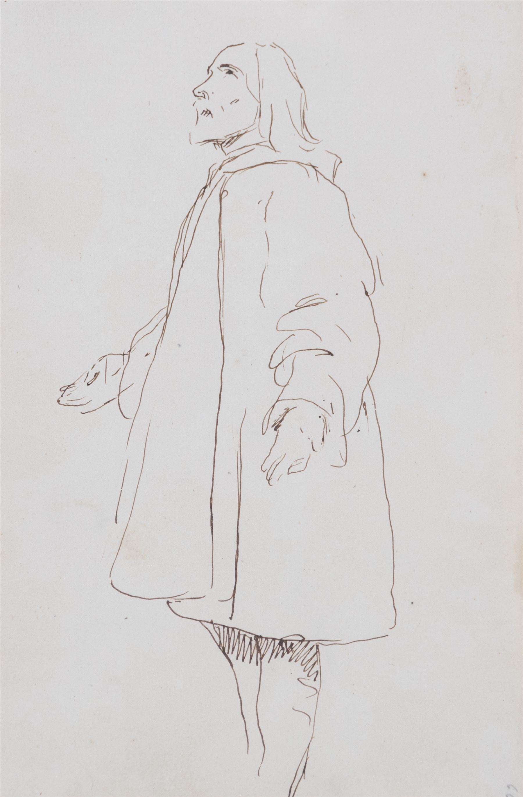 Swiss/French School (19th century): Donkey Heading to Market and Figural Studies, three ink sketches, one indistinctly signed and inscribed, max 17cm x 11cm (3)