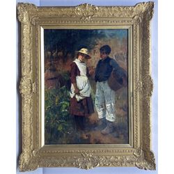 Flora MacDonald Reid (Scottish 1861-1938): 'Love's Young Dream', oil on canvas signed, original title label verso 60cm x 44cm