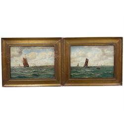 After William Lionel Wyllie (British 1851-1931): Shipping Scenes, pair oils on panel beari...