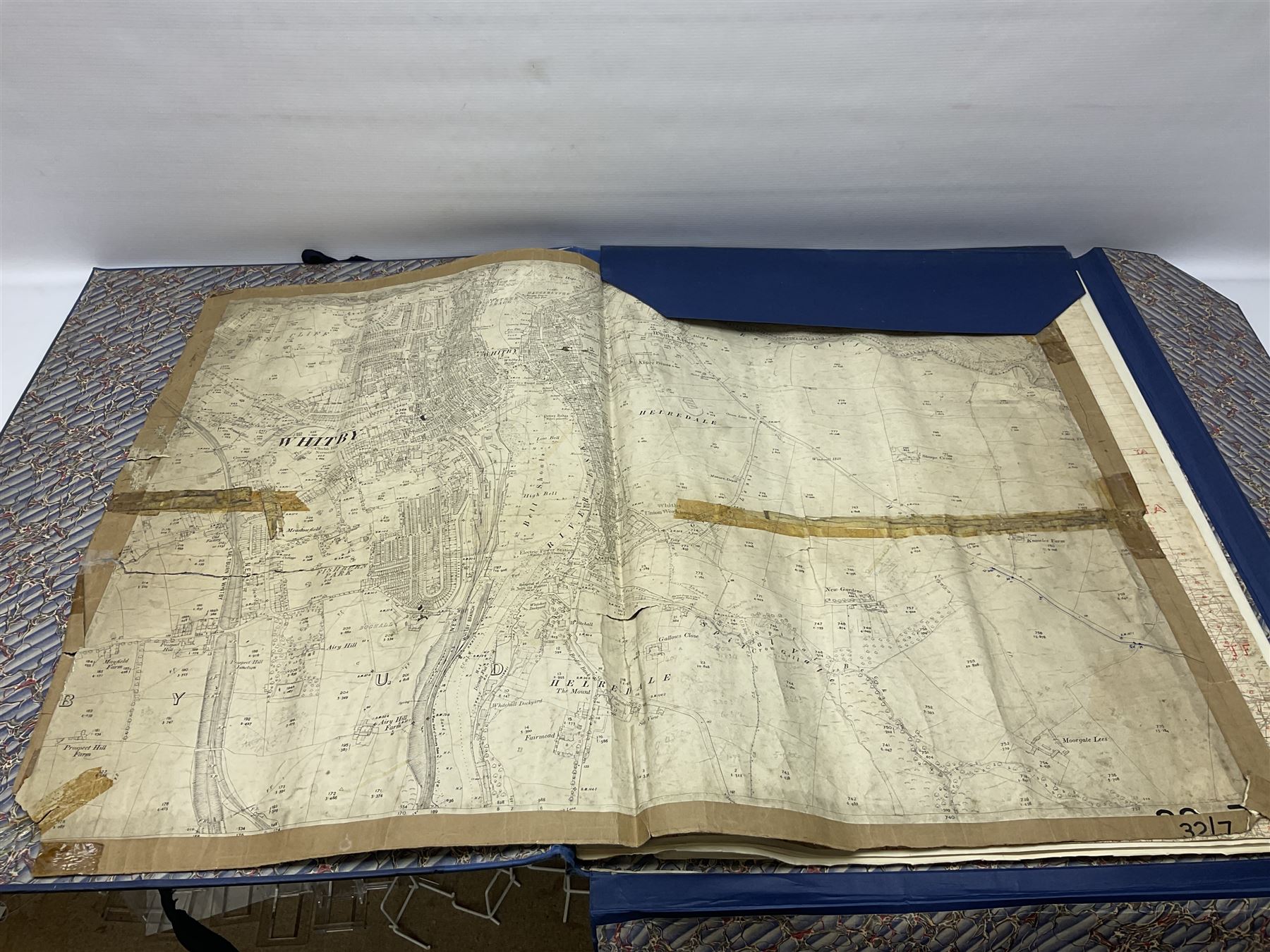 Silver Cross style dolls pram, copper warming pan with turned wooden handle, family Bible, Whitby Ordnance Survey maps etc, and a wooden barometer in the form of an anchor