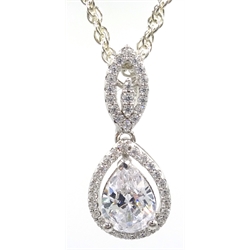 Silver cubic zirconia dress pendant stamped 925