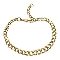 9ct gold tapering curb link bracelet wit