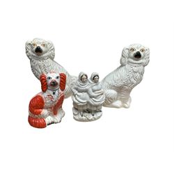 Pair of Staffordshire style dogs, with another similar, together with other collectables 