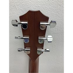 2008 Taylor Model 114 acoustic guitar with mahogany back and ribs and spruce top, serial no.20080825837, L104.5cm; in Taylor hard carrying case with paperwork