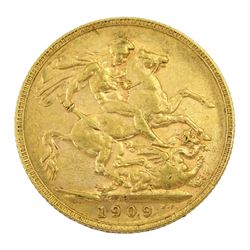 King Edward VII 1909 gold full sovereign coin, Perth mint