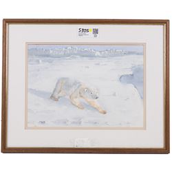 Major William Lacy (British 20th Century): Fully Rigged Ship at Sea 'On Hunger Patrol' and 'Arctic Fox', three watercolours signed max 25cm x 36cm (3)
Notes: Lacy was a private explorer from Hawsker near Whitby, and until 5 years ago, held the record for the oldest man to visit both the North (aged 81) and South (aged 84) poles.