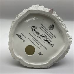 Three Royal Worcester figurines,  The First Quadrille, The Fairest Rose and Queen of Hearts, largest H21cm