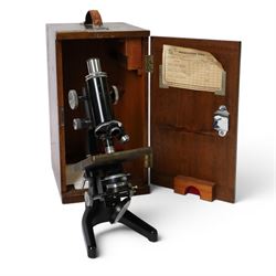 Mid 20th century W.Watson & Sons Ltd Service II microscope, no. 115096, in fitted carry ca...