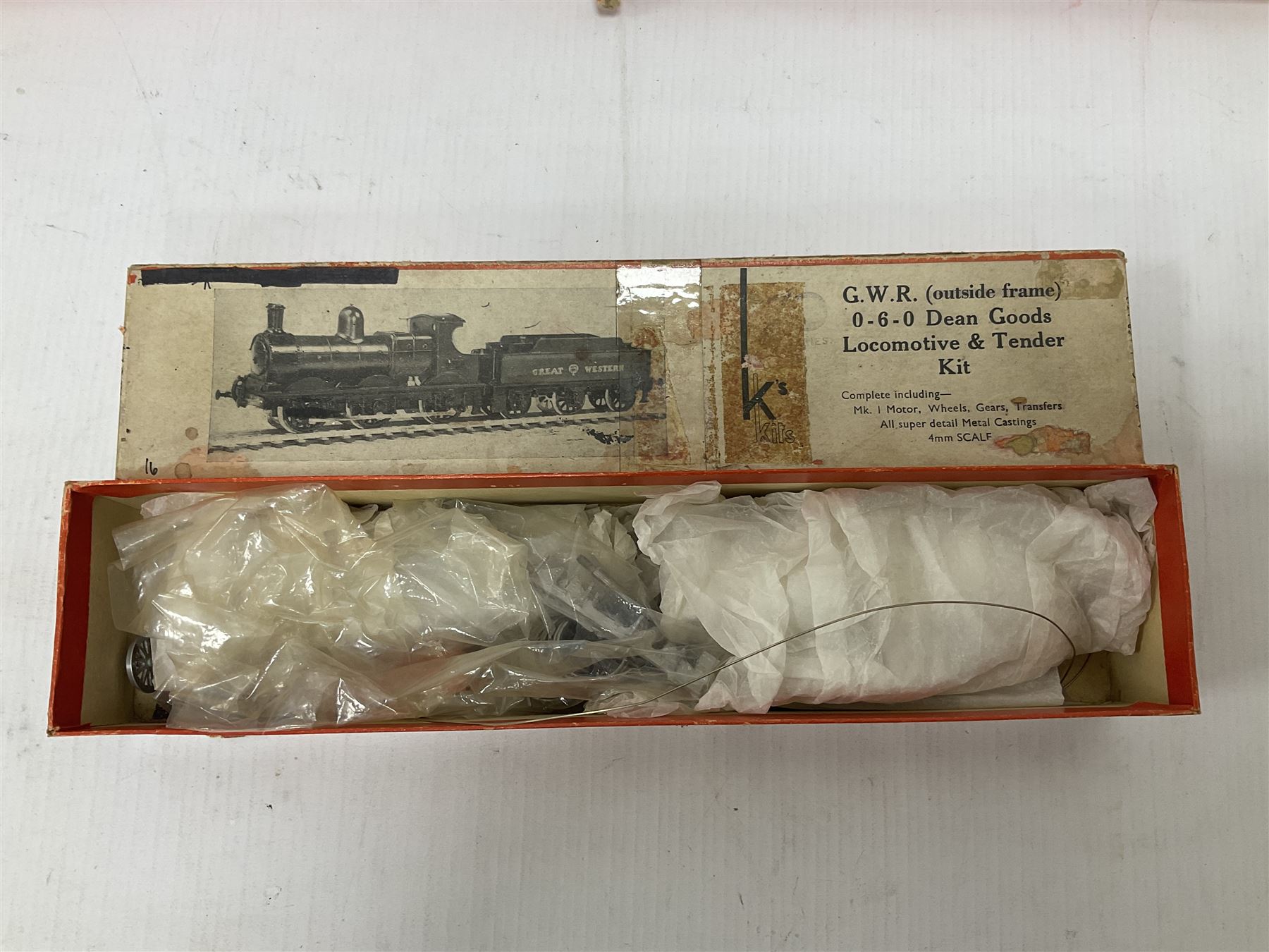 Keyser ‘00’ gauge - five locomotive building kits comprising GWR 33xx Bulldog 4-4-0, LMS (BR) Ivatt 2-6-2T, LMS (ex MR) Kirtley 0-6-0 and GWR 0-6-0 Deans Goods Locomotive and tender kit, in original boxes; with GWR 28XX 2-8-0 locomotive and tender kit, in Bec-Kits box (5) 