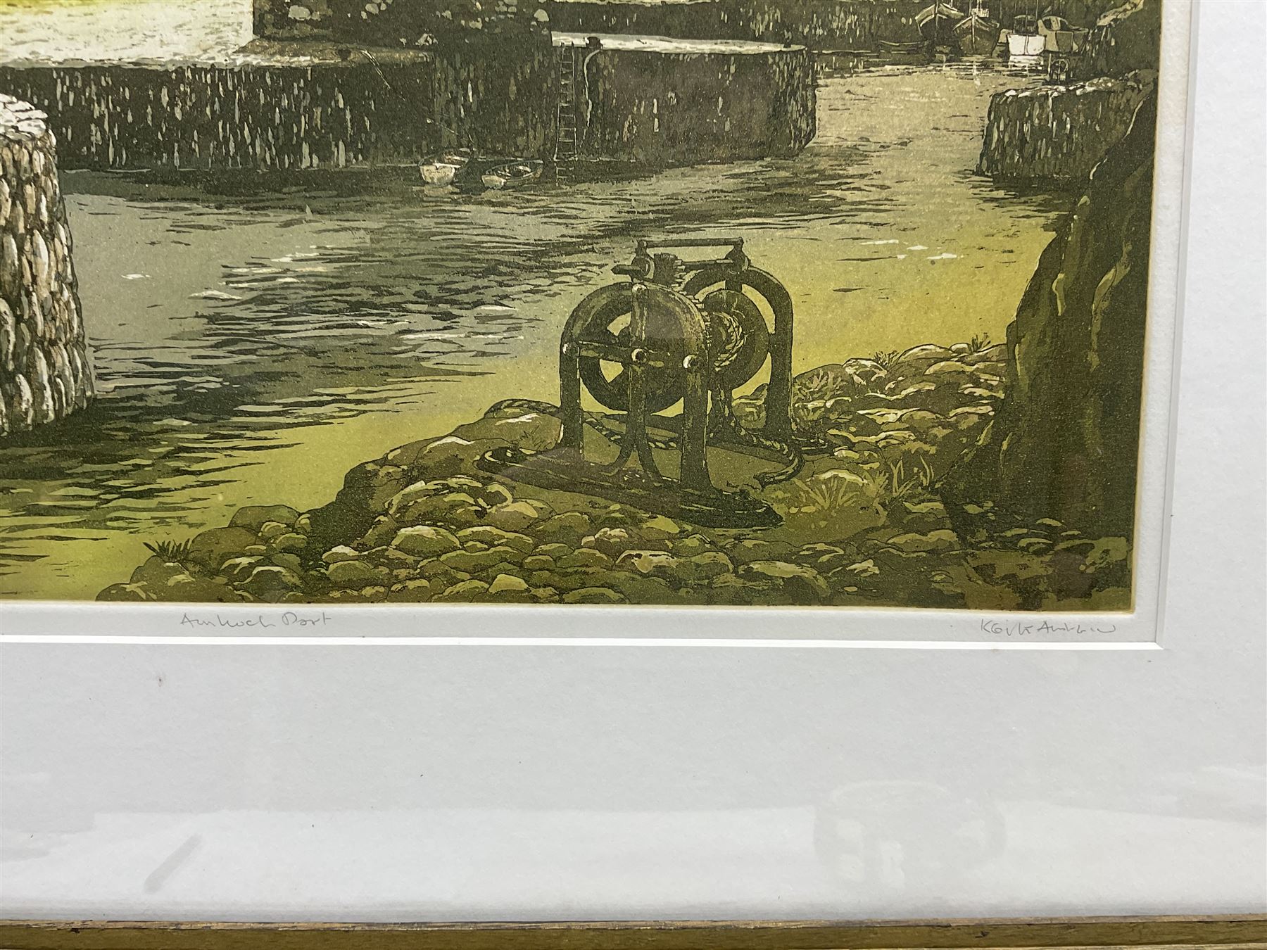 Keith Andrew (British 20th Century): 'Amlwch Port' Wales, trial proof etching with aquatint signed and titled, 30cm x 44cm 