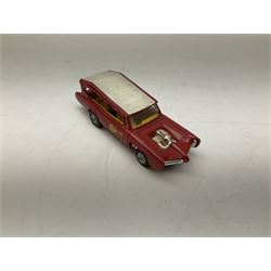 Twenty unboxed and playworn die-cast models including Dinky Guy van Golden Shred, Buick Riviera, Austin A105, Hillman Imp etc; Corgi Batmobile, Monkeemobile, Man From Uncle Oldsmobile Super 88, Airborne Caravan, Ford Mustang etc; Spot-On Humber Super Snipe Estate car; Schuco Micro Racer 1038 clockwork Mercedes 220S etc