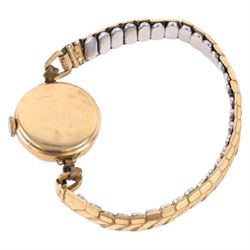 Veroni ladies 18ct gold manual wind wristwatch, stamped 750, on expanding gold-plated expanding strap, with 18ct gold Italian horn charm and an Aristo 9ct gold manual wind wristwatch, hallmarked, on expanding gold-plated bracelet