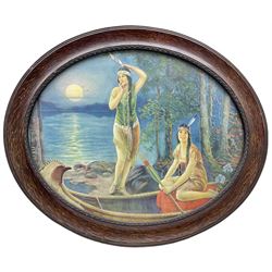 After Charles Mark Relyea (American 1863-1932): 'Absence Makes the Heart Grow Fonder, oval chromolithograph 40cm x 49cm