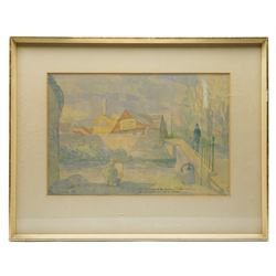 Sir John Verney (British 1913-1992): 'Mills Yard' - The Chairman of the Farnham Society Recording the Site of the New Police Station, watercolour signed and dated 1961, titled verso 33cm x 49cm 