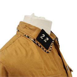SA Brownshirt, light-brown, five-button front, two patch pockets with scalloped flaps and pleats, turn-back cuffs, fall down collar