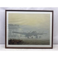 Collection of aviation prints, including Frank Wooton: Operation Desert Storm, signed in pencil; John Diamond: Tens, signed in pencil; Gerald Coulson: Lancaster Bomber; and Barrie AF Clark: Spitfire (4)