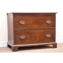  19th century oak chest, two drawers, bracket supports, W107cm, H82cm, D52cm  