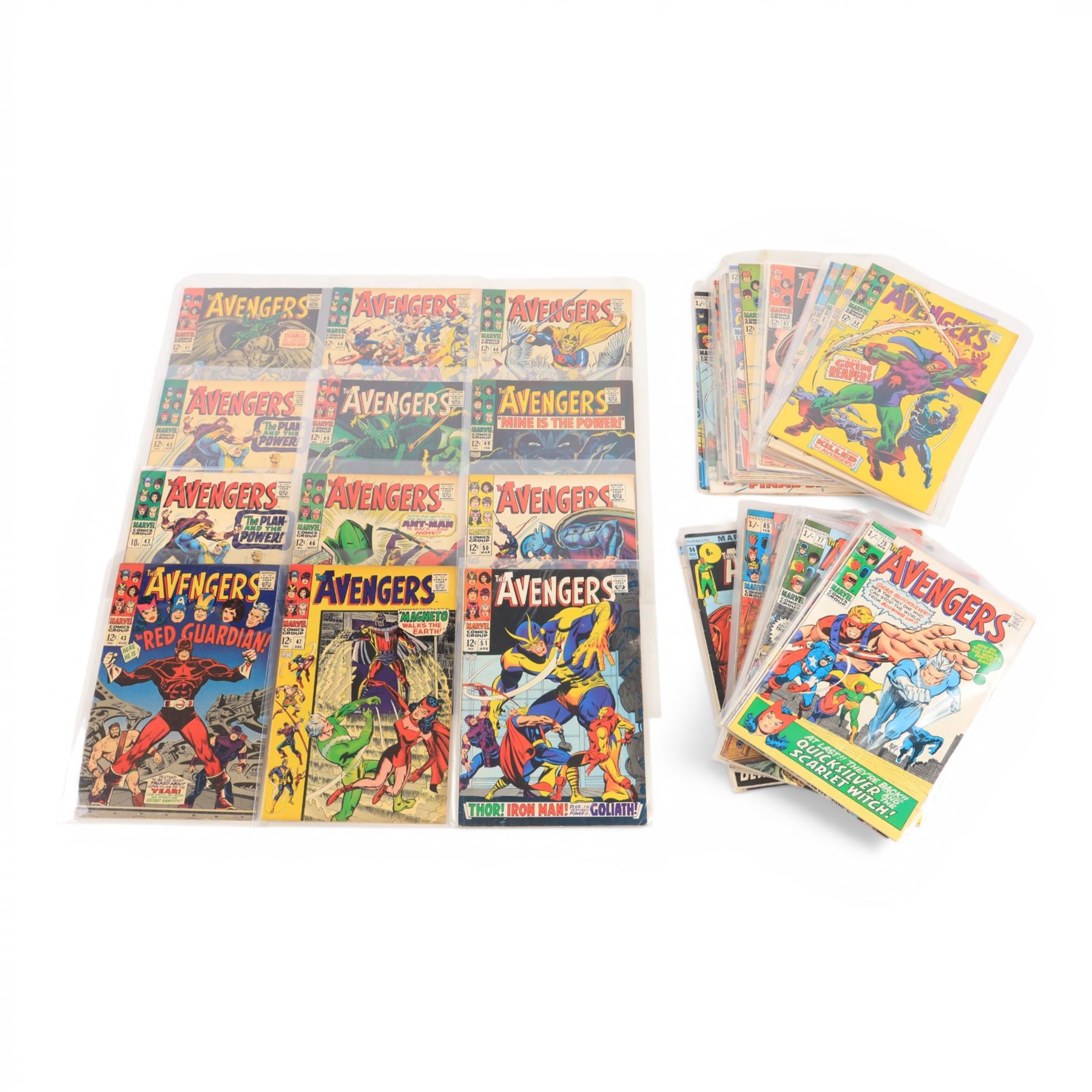 Sixty-one Marvel Silver and Bronze Age 'The Avengers' comic books, spanning years 1967-1972, comprising issues #41-#100, missing only issue #93