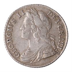 George II 1739 silver one shilling coin, roses in angles to reverse