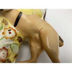 19th century Staffordshire figure of Robert Peel, titled 'Sir Robert Peel', modelled on horseback, atop an oval plinth base featuring a naturalistic and floral design, H30cm 