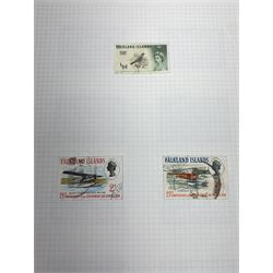 Falkland Islands, King Edward VII and later stamps, including 1904-12 values to one shilling unused, King George V 1912-20 values to five shillings unused etc, housed on pages