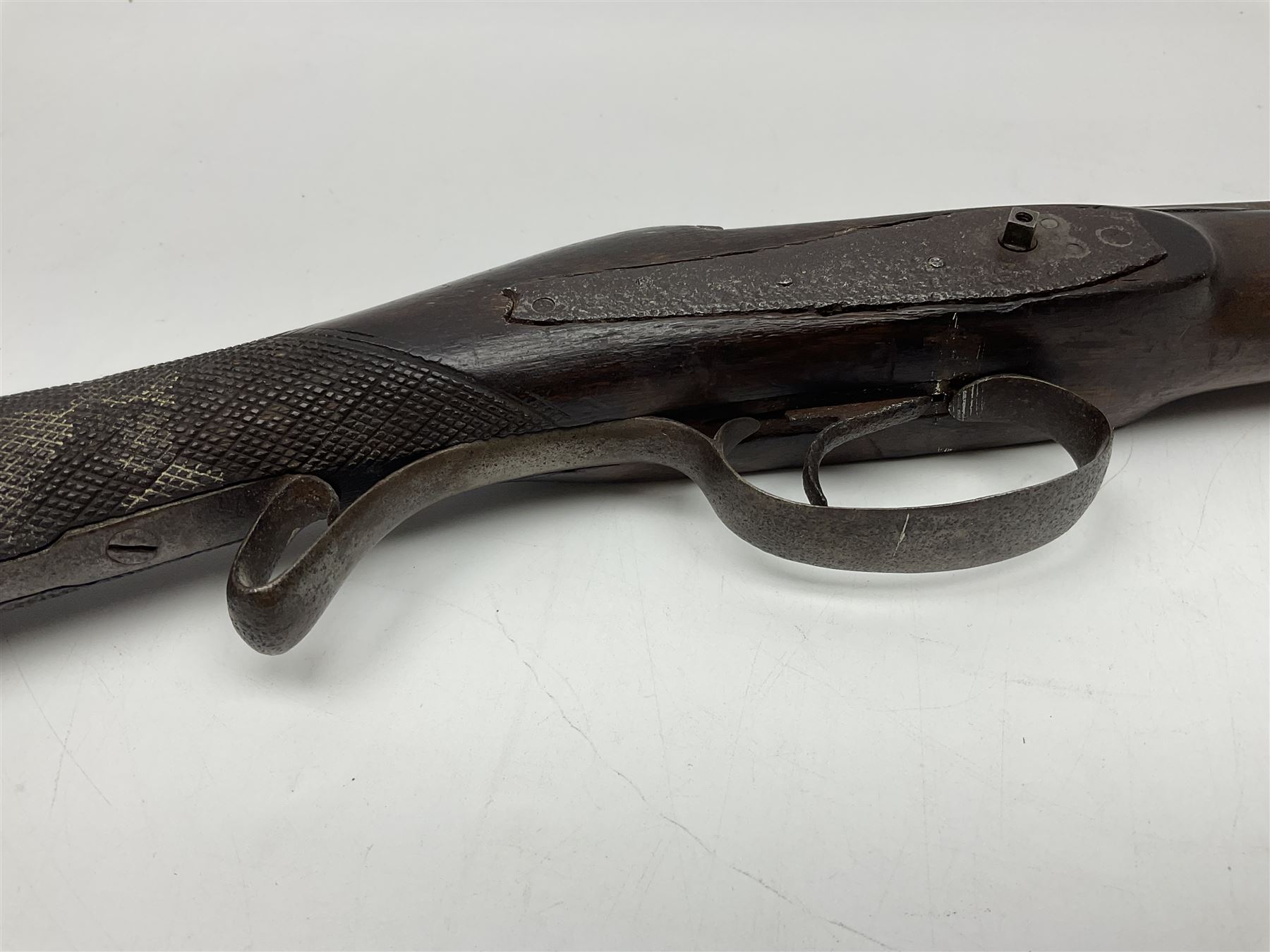 UNPROOFED/OUT OF PROOF SO RFD ONLY - three guns in poor condition comprising 19th century G. Coop 12-bore side-by-side double barrel hammer shotgun; 14-bore single barrel percussion sporting gun composed of various parts with cut-down barrel; and non-firing mock snider action ornamental gun (3)