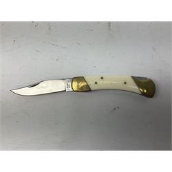 Nine pocket knives including two Ravi folding knives, Richards of Sheffield single blade folding knife etc